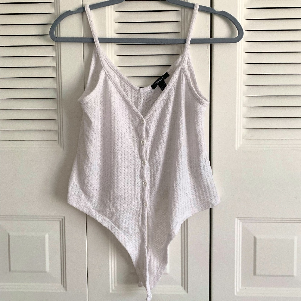 Forever 21 Front Knot Button-up Tank Top